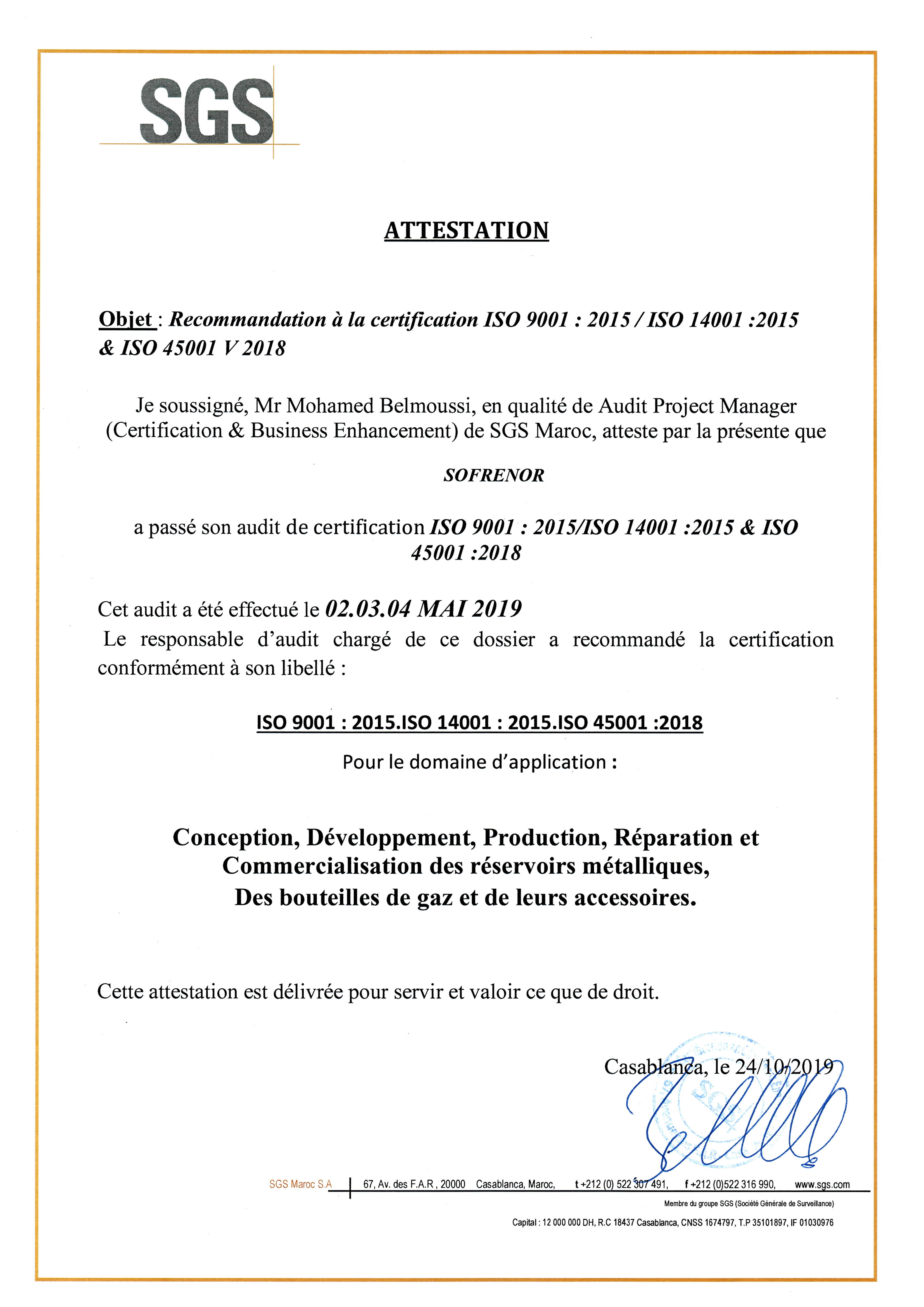 ISO9001,ISO14001 et ISO45001